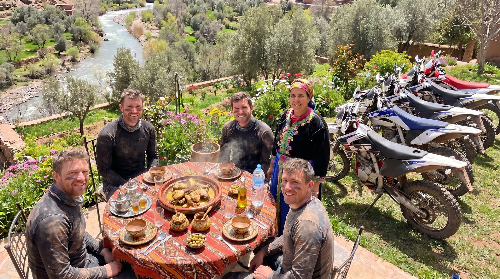A traditional Berber tagine being prepared with a local family in the Ourika valley